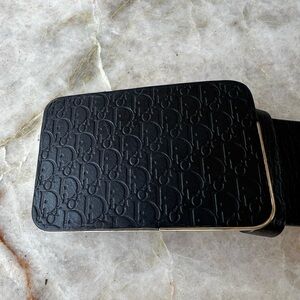 Dior Black Belt with Embossed Logo